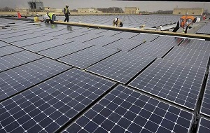 A rooftop solar installation