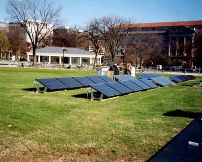 Solar array in a field