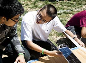 Solar car race at school