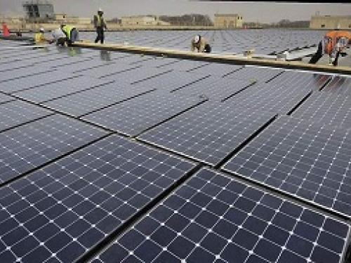A rooftop solar installation