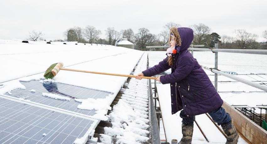 snow on solar panels