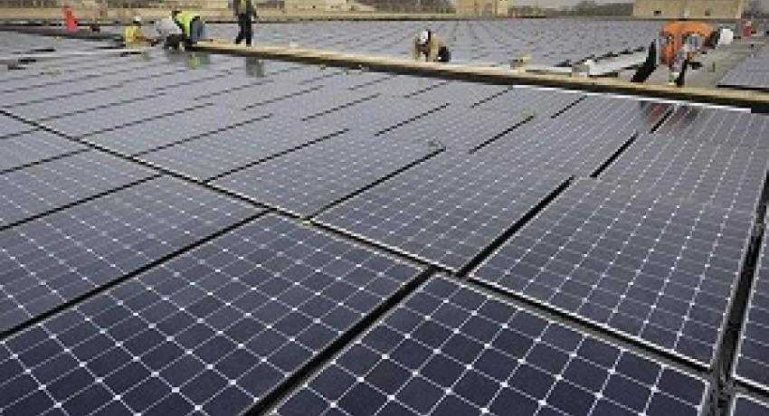 A rooftop solar installation