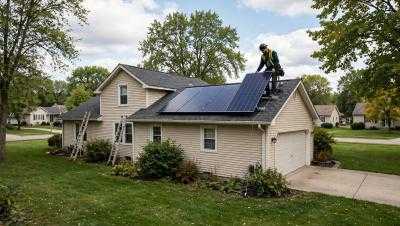 Wisconsin solar installer on a residential rooftop
